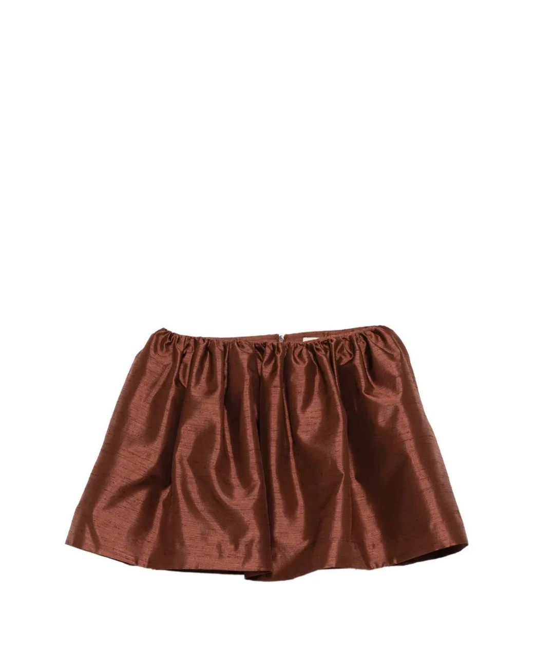 ShuShu/Tong Brown Pleated Slub-Texture Skirt