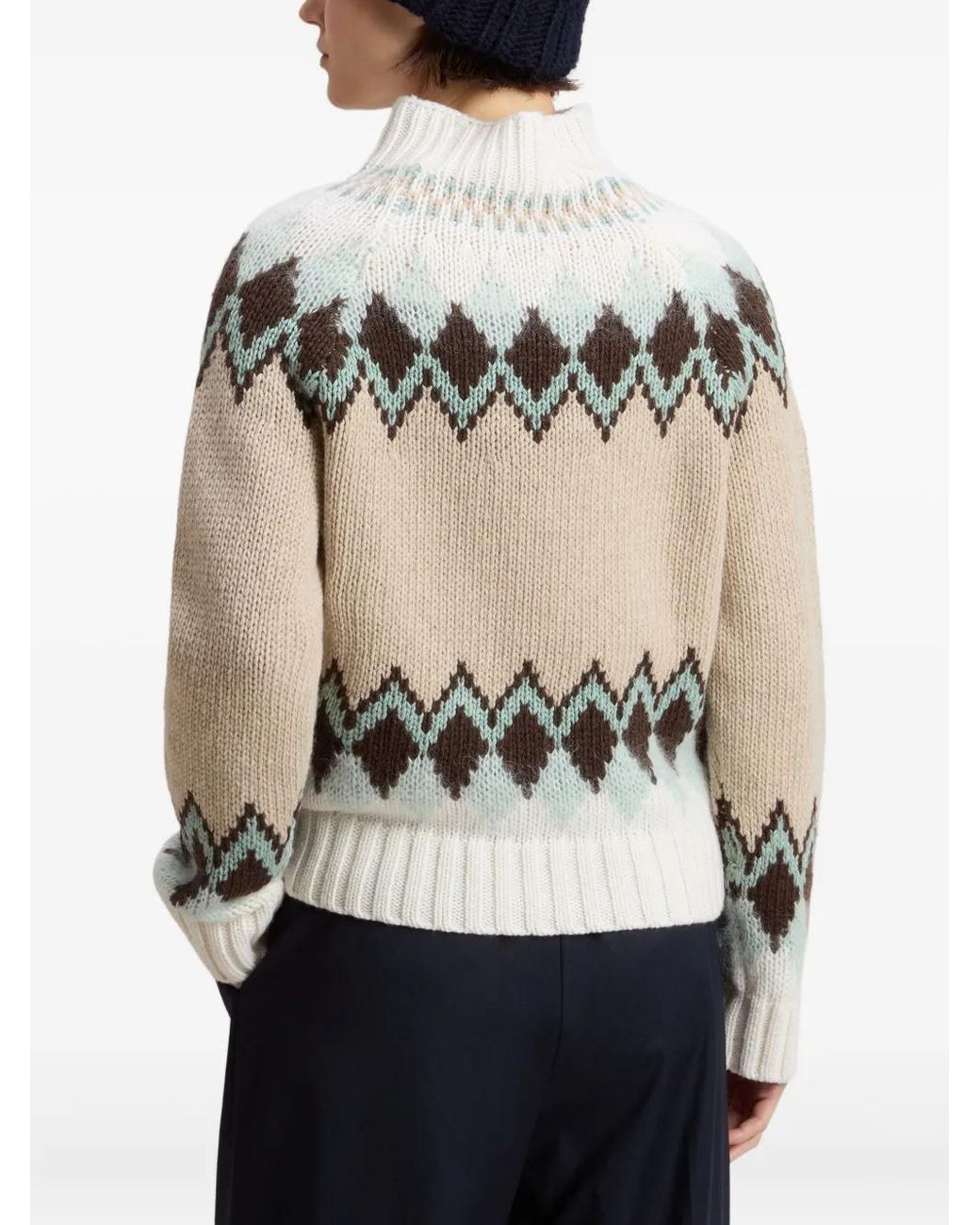Woolrich Natural Fair Isle Pattern Turtleneck Sweater