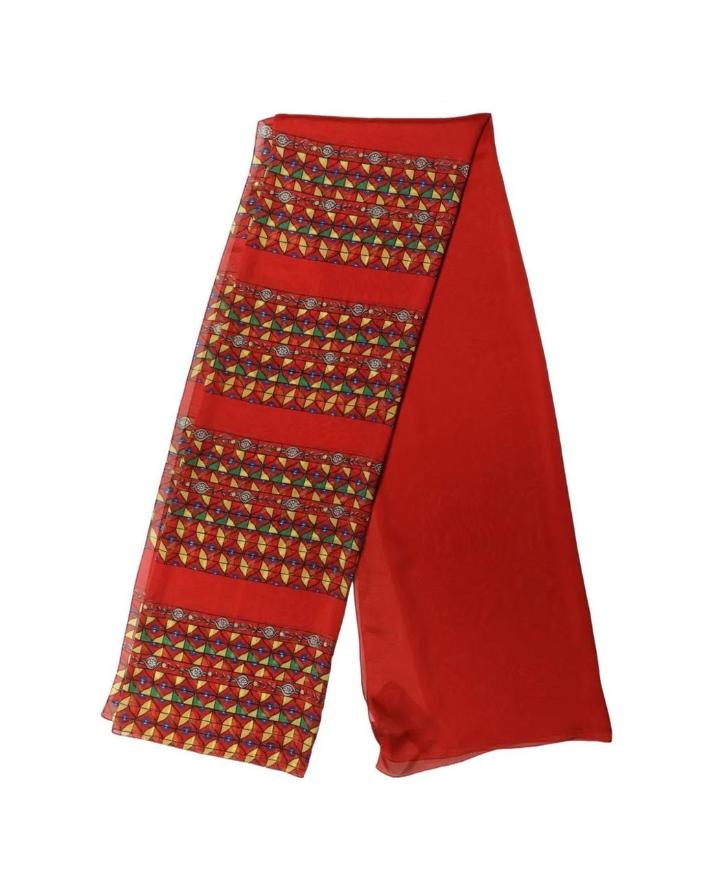 Dolce & Gabbana Red Geometric-Print Silk Scarf