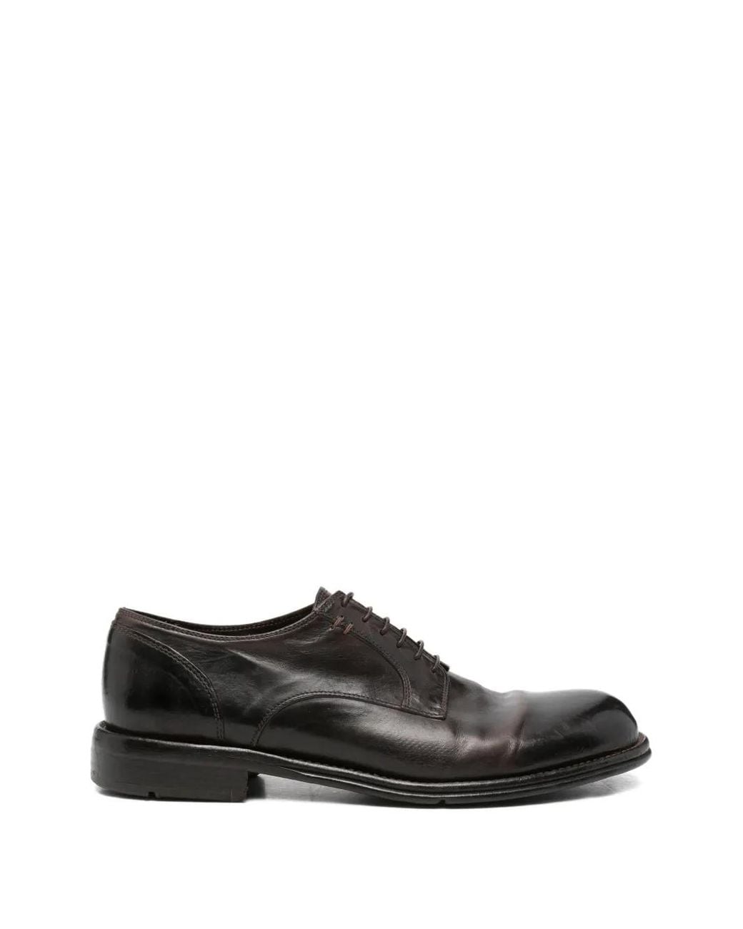 Eleventy Black Lace-Up Leather Derby Shoes for men