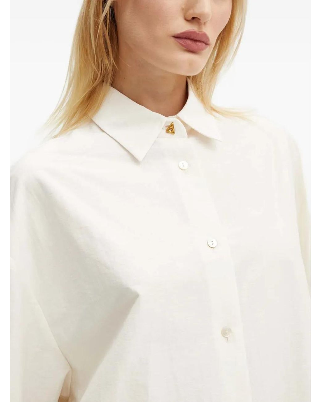 Aeron White Triangle-Button Shirt