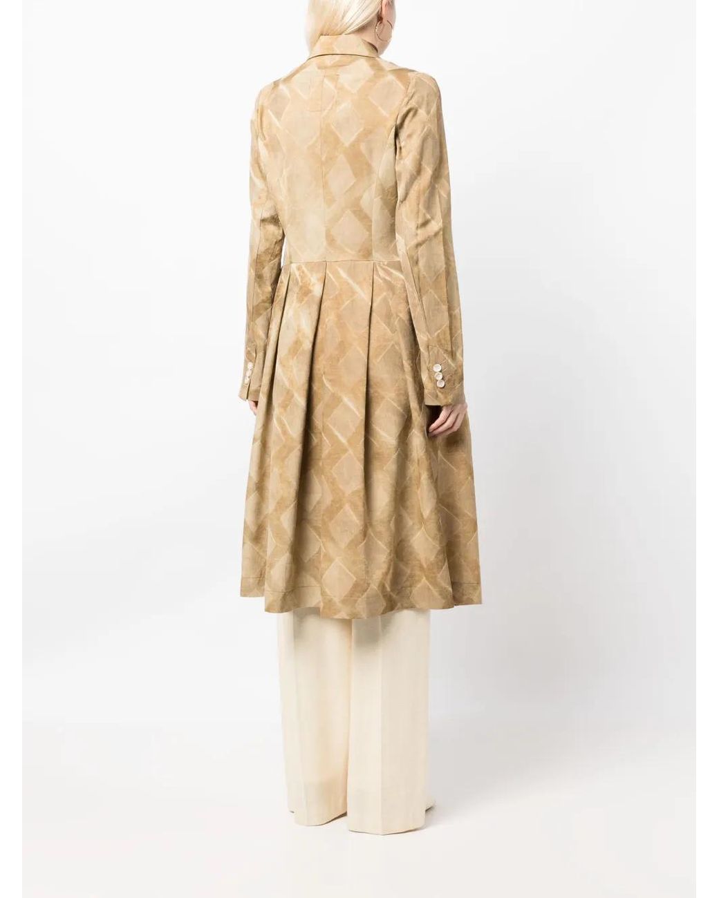 Uma Wang Natural Diamond-Pattern Single-Breasted Coat