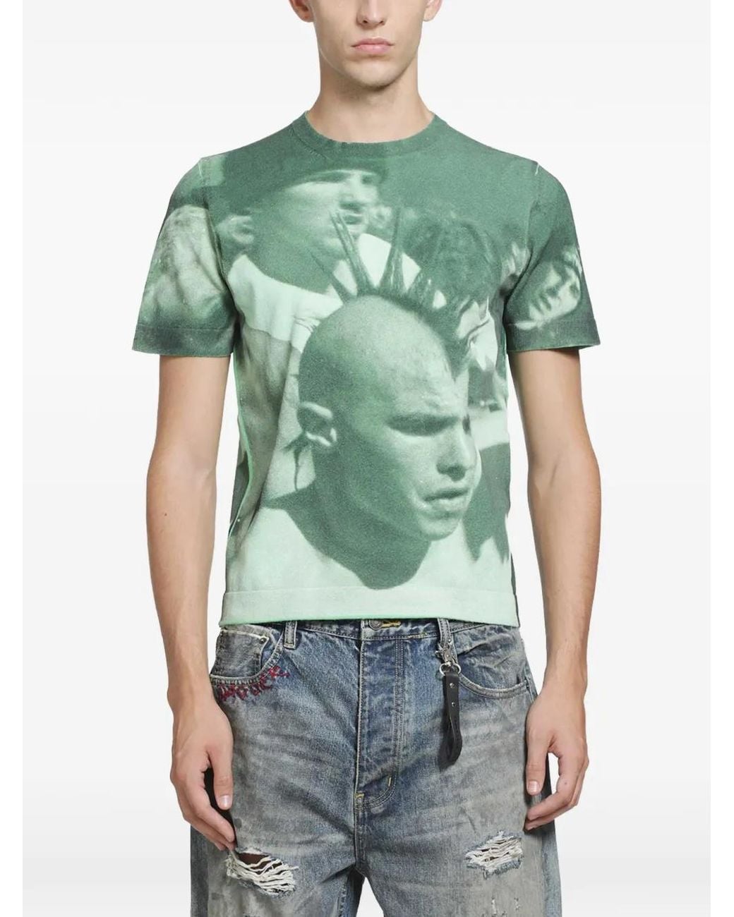DAGGER Green Mosh Knit T-Shirt for men