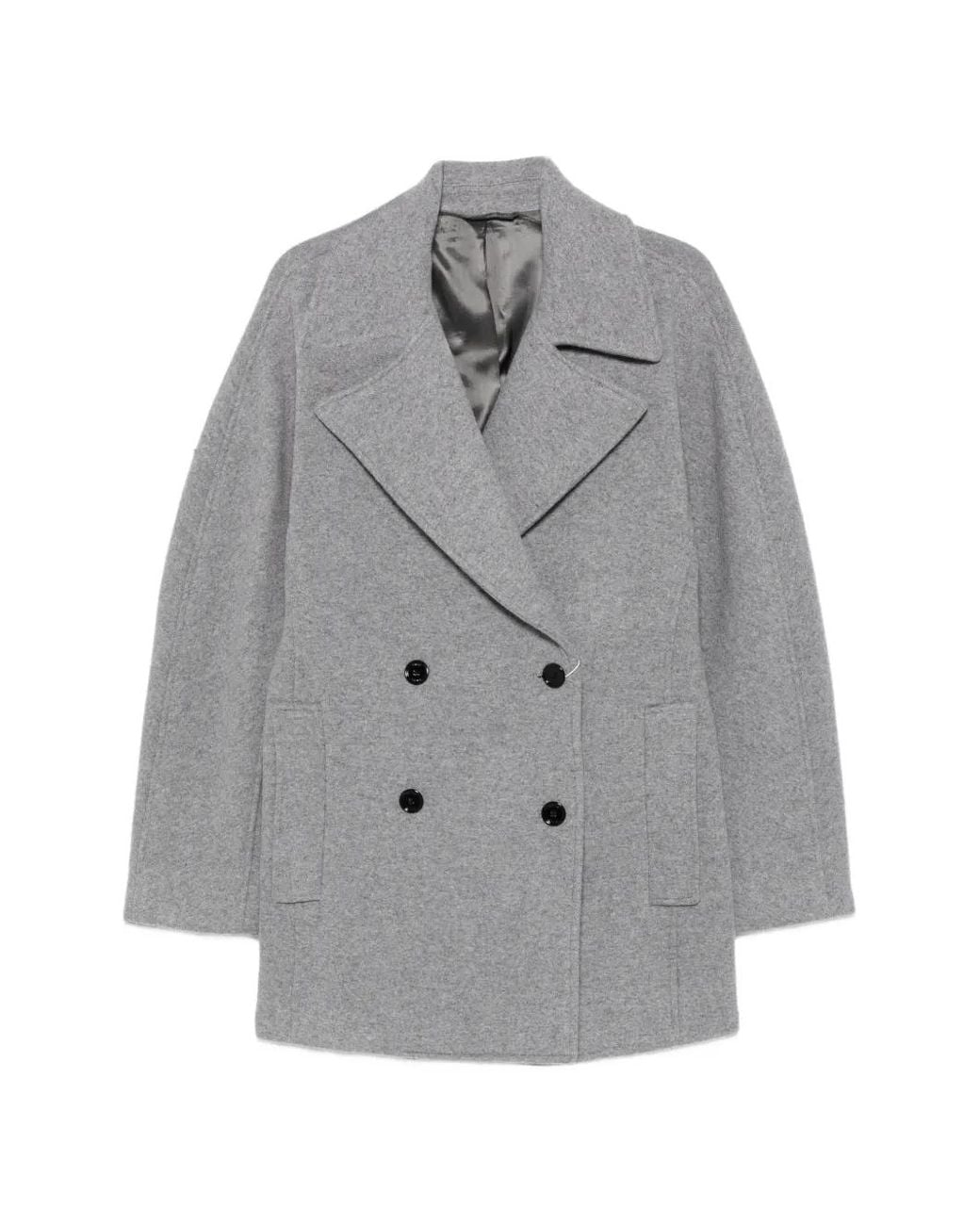 Totême Gray Double-Breasted Peacoat