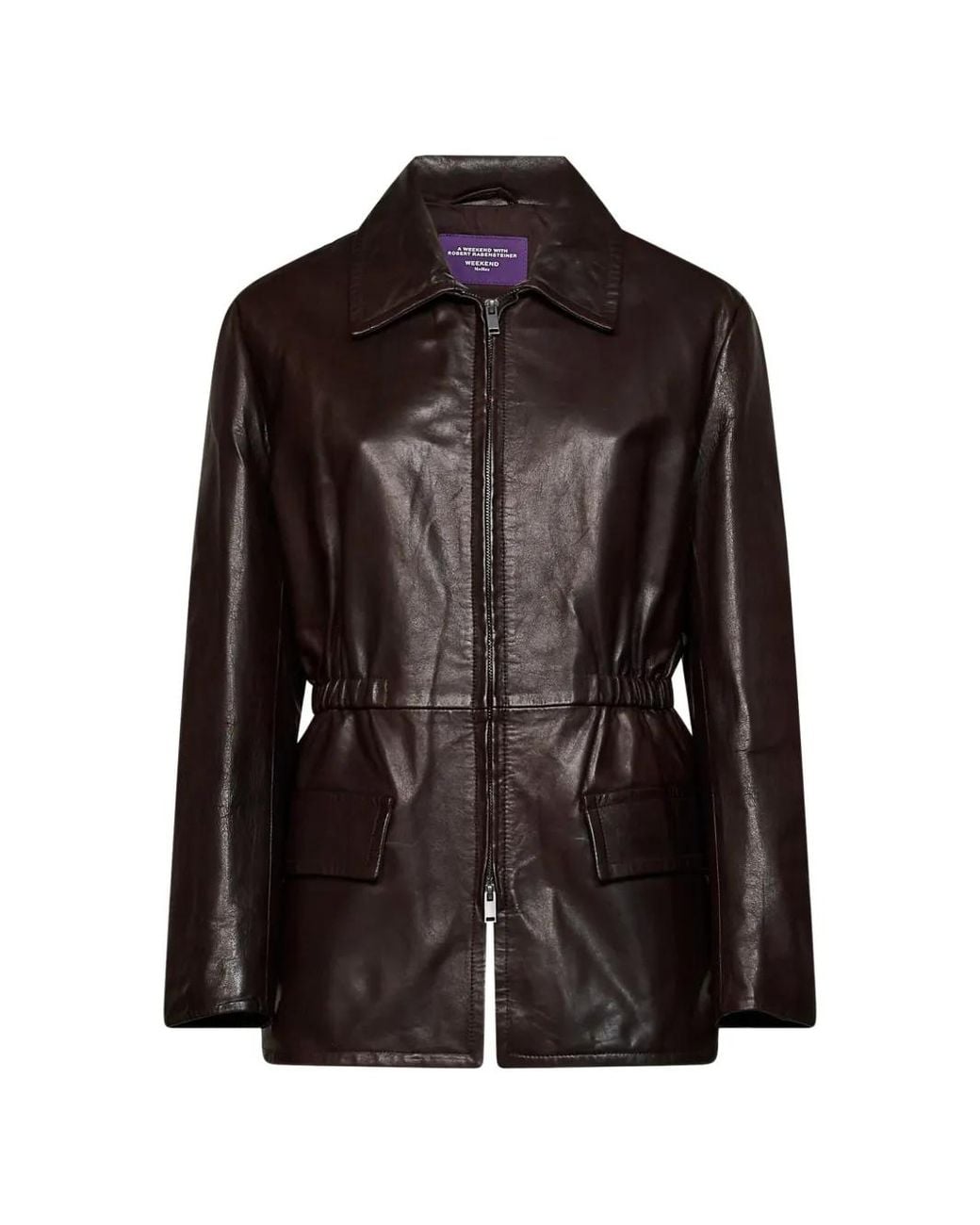 Weekend by Maxmara Brown Leather Biker Jacket