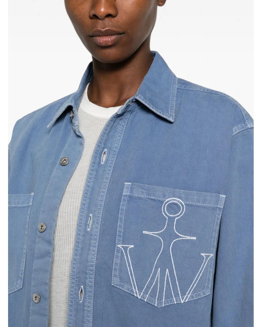 J.W. Anderson Blue Embroidered Oversized Shirt
