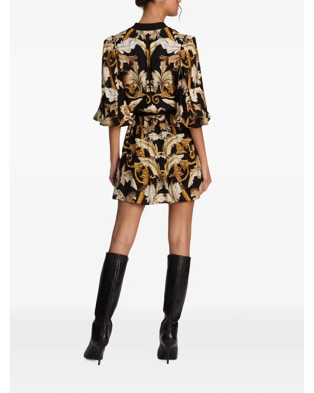 Alice + Olivia Black Antonette Tiered Mini Shirt Dress