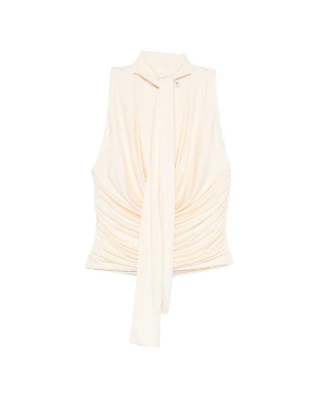 AYA MUSE White Self-Tie Draped Top
