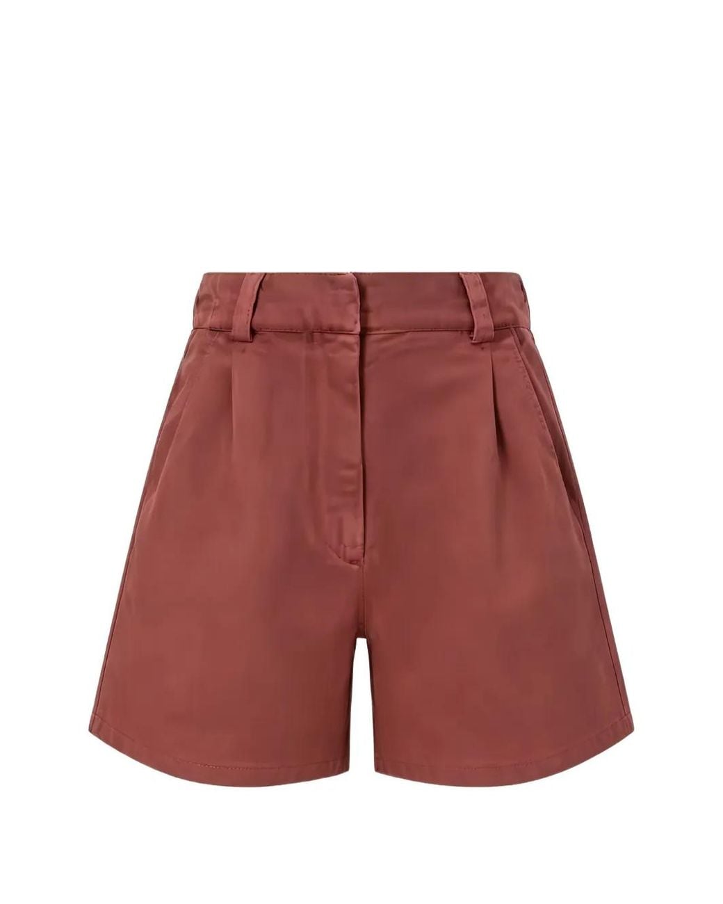 Brunello Cucinelli Red Pleated High-Waisted Shorts