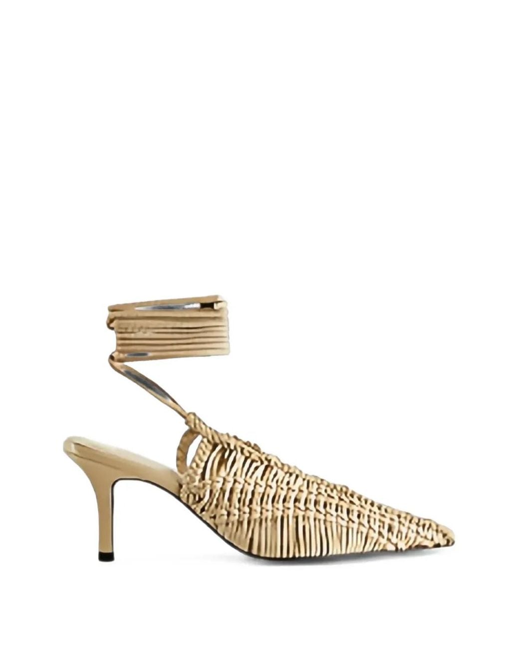Patrizia Pepe Metallic Tie-Fastening Leather Pumps