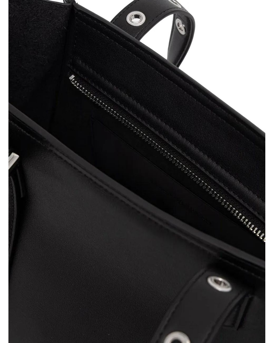Karl Lagerfeld Black Eyelet-Embellished Buckled Tote Bag