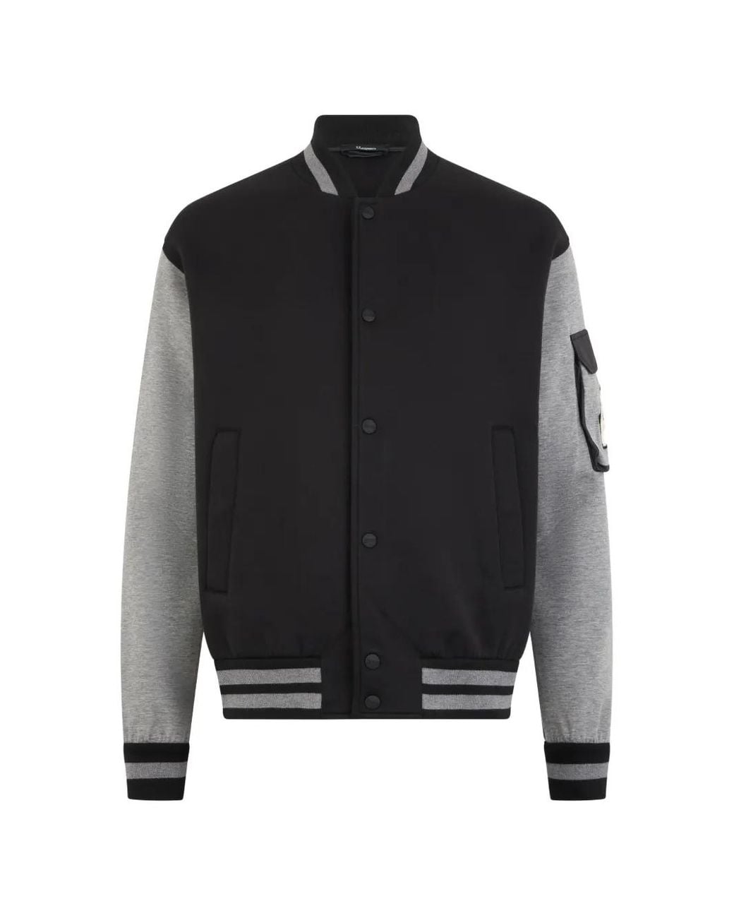 Herno Black Sleeve-Pocket Bomber Jacket for men