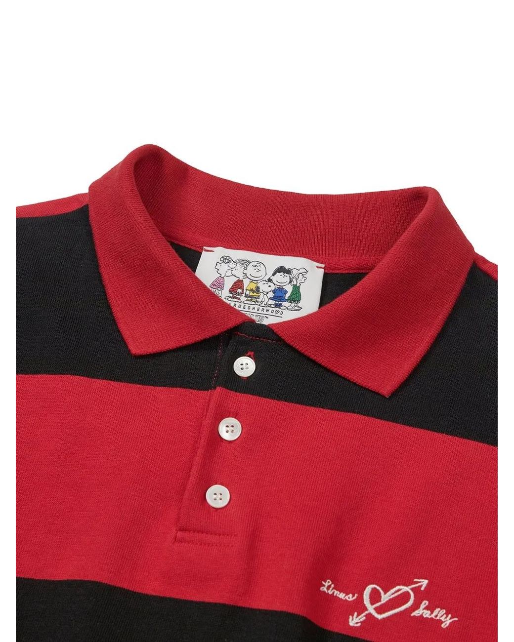 MARGE SHERWOOD Red X Peanuts Striped-Pattern Polo Shirt