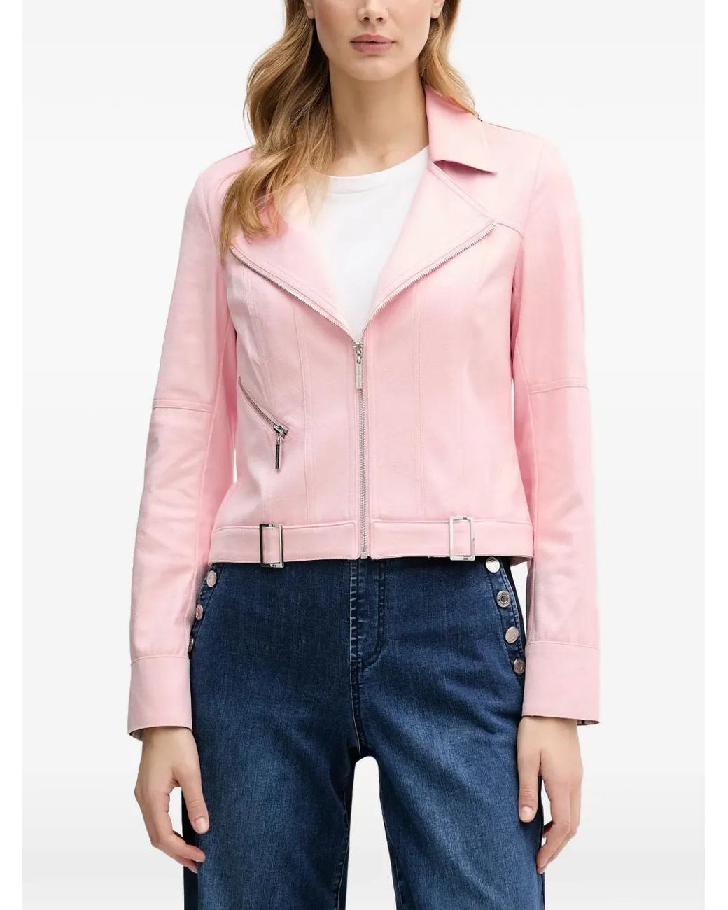 Joseph Ribkoff Red Zip-Up Biker Jacket