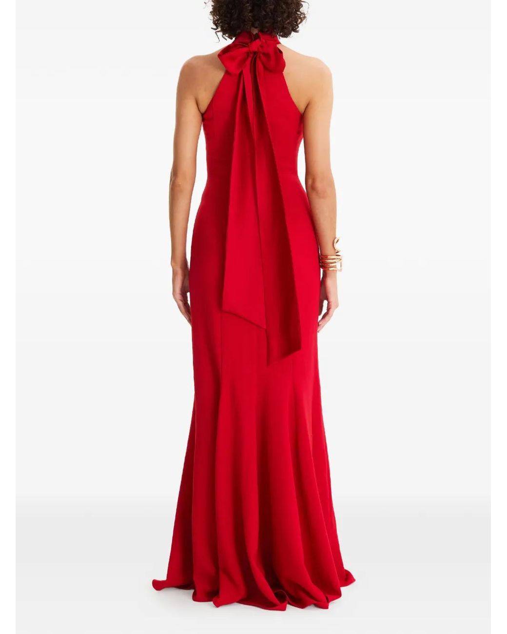 MOOS STUDIO Red Sweet Dreams Halterneck Bow-Detail Maxi Dress