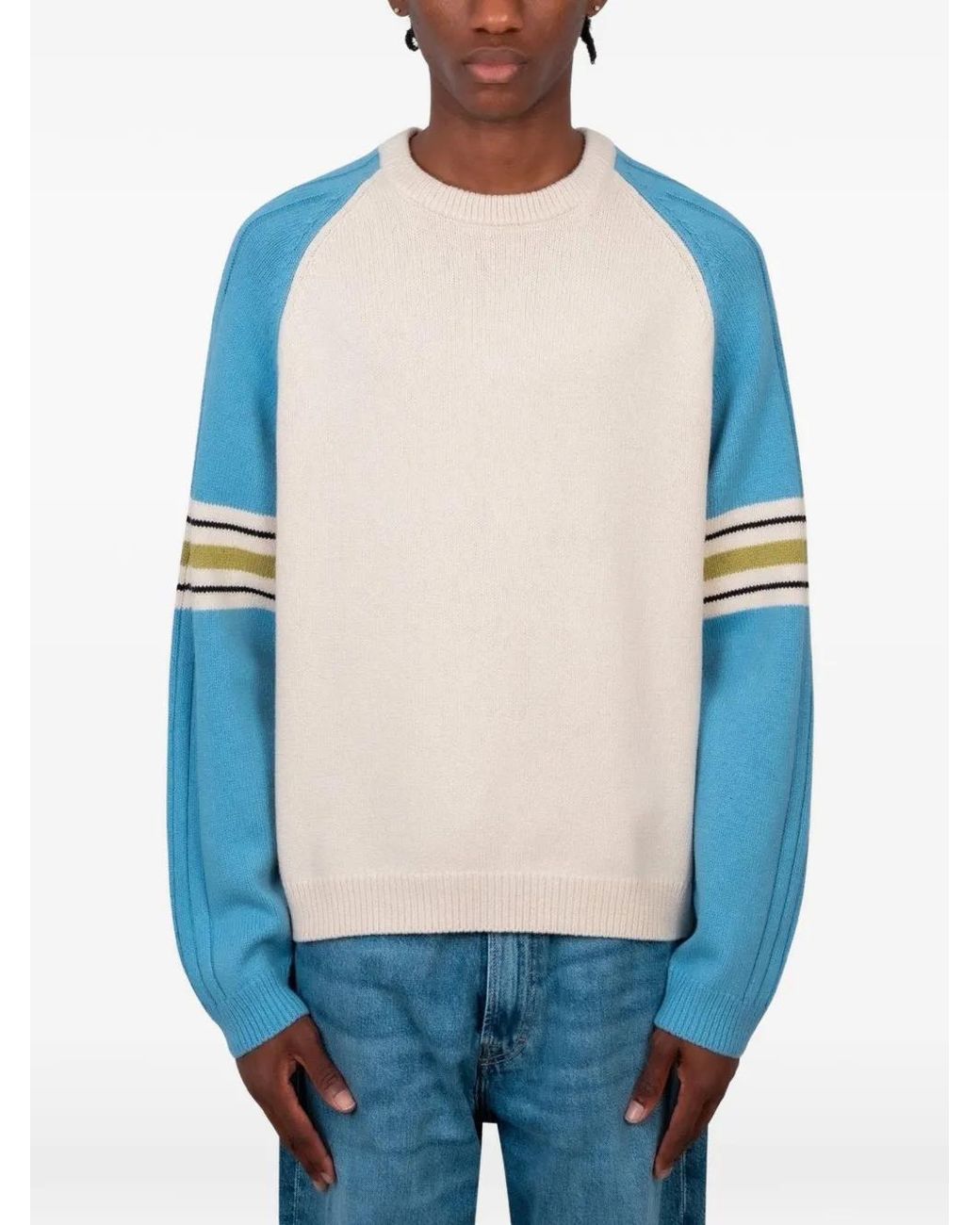 Stussy Blue Logo-Print Raglan-Sleeve Sweater
