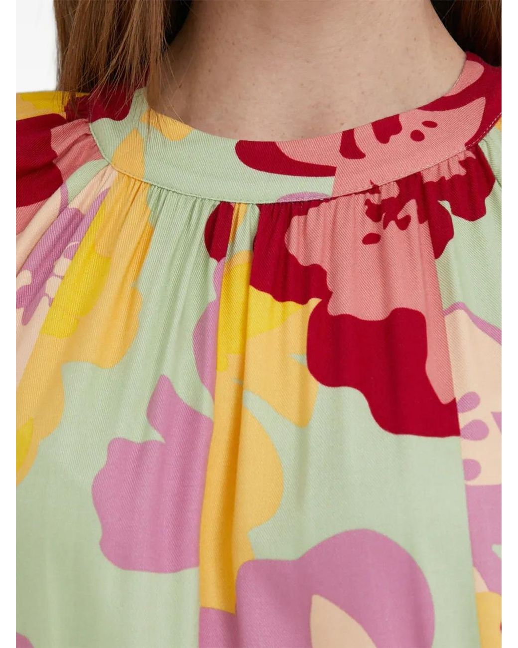 Benetton Pink Floral-Print Ruffled Midi Dress