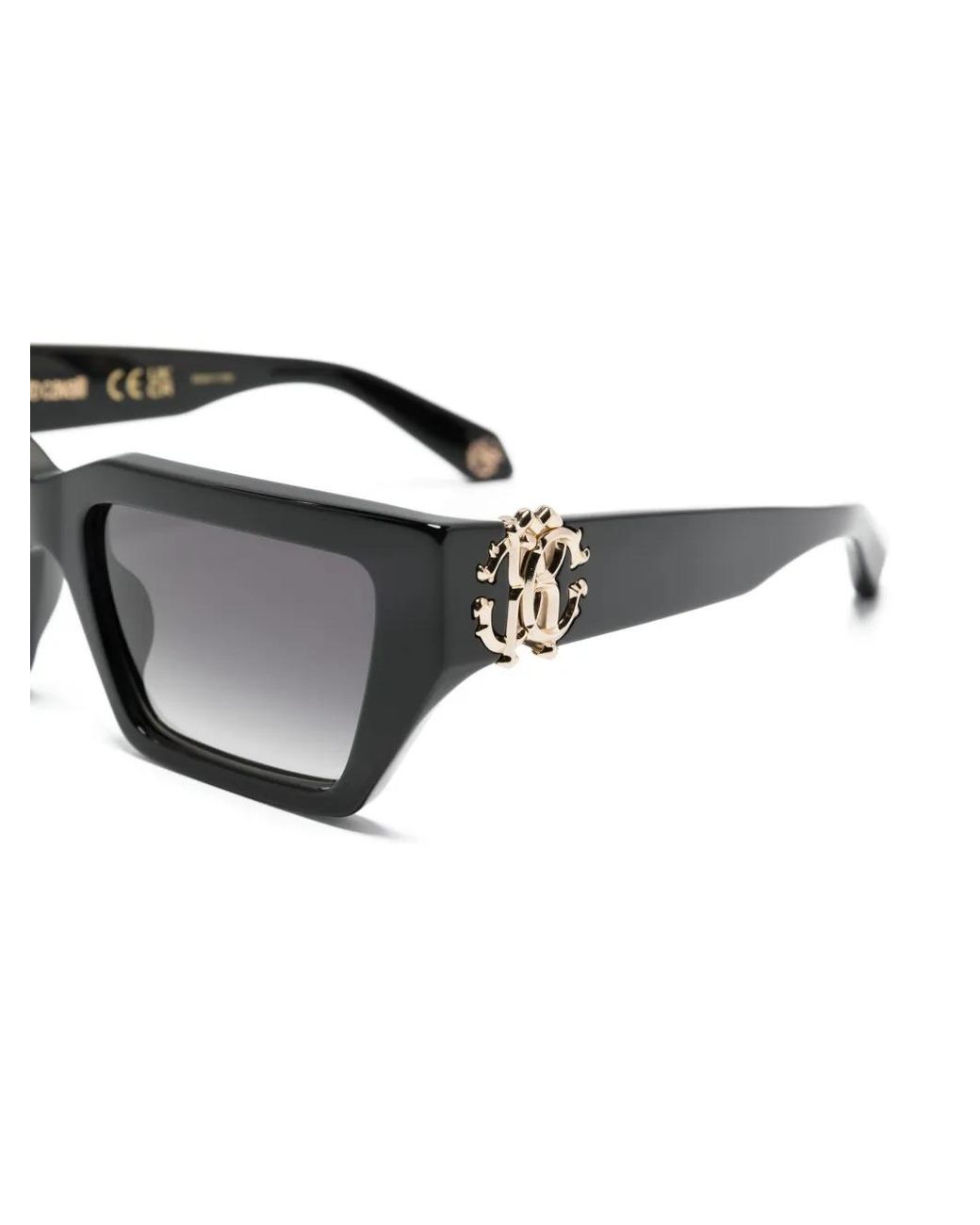 Roberto Cavalli Gray Logo-Plaque Rectangle-Frame Sunglasses