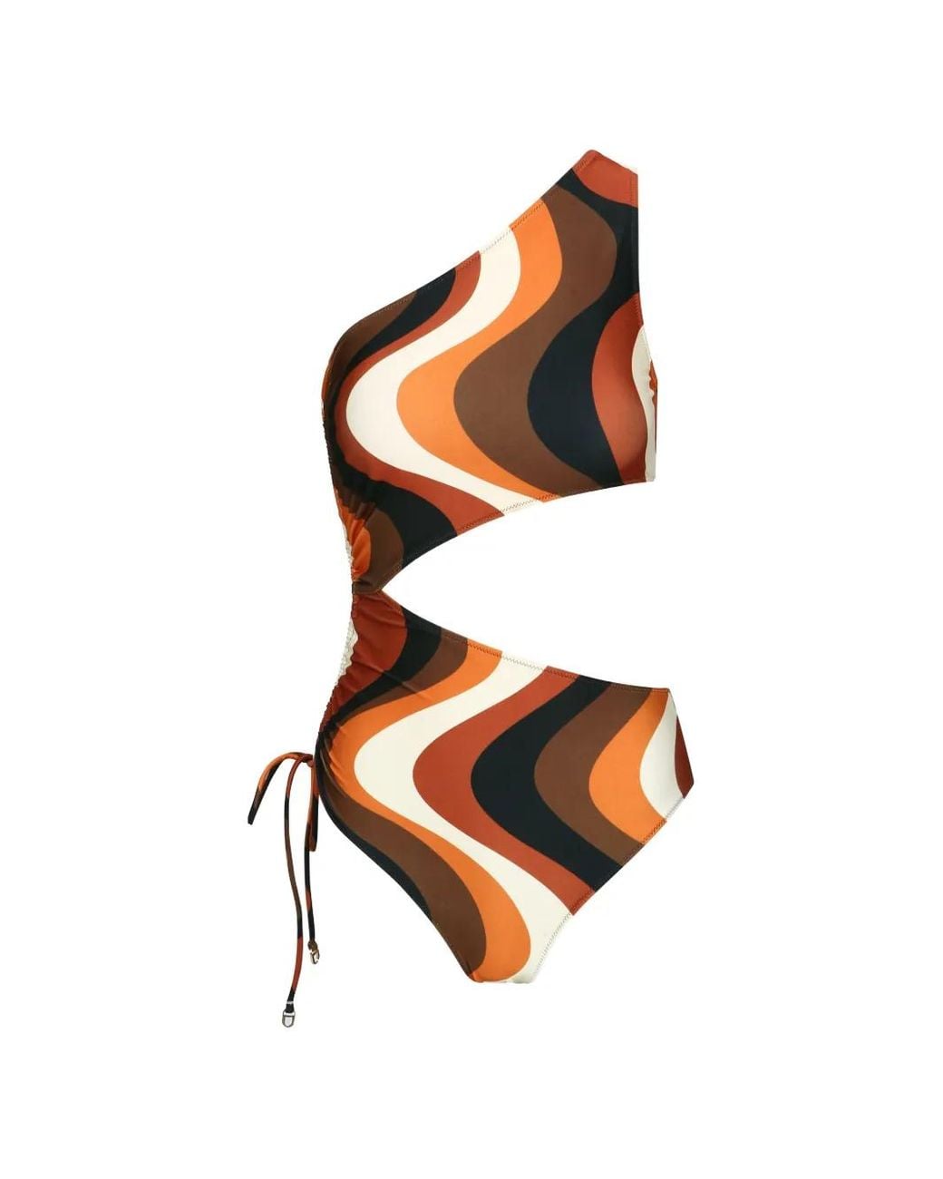 DAZE DAYZ White Sunset Wave One-Shoulder Cutout Swimsuit