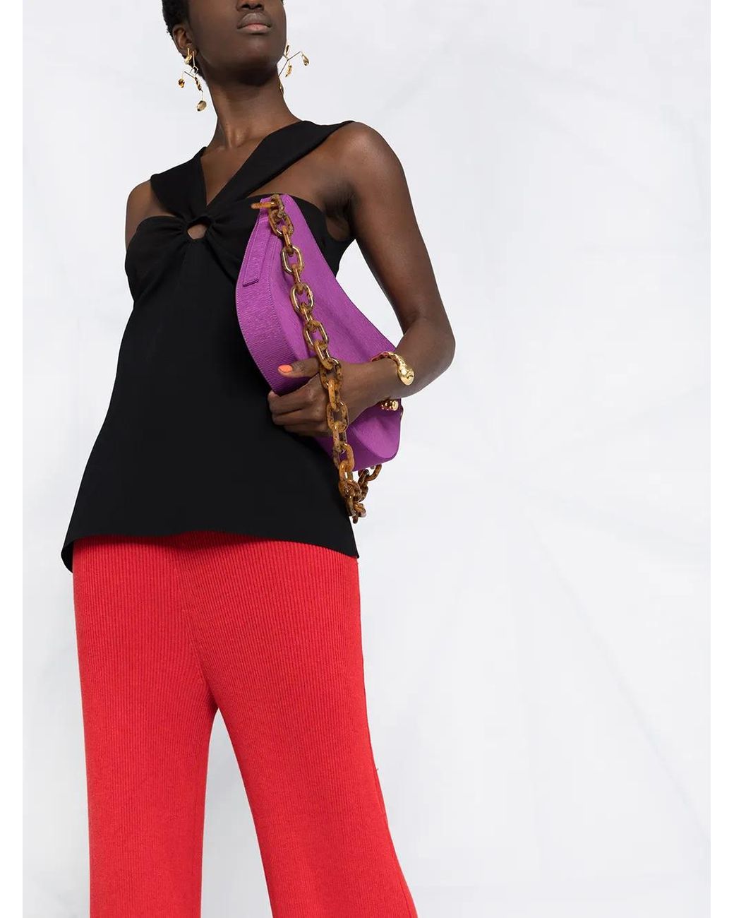 Stella McCartney Red Rib-Knit Long-Length Trousers