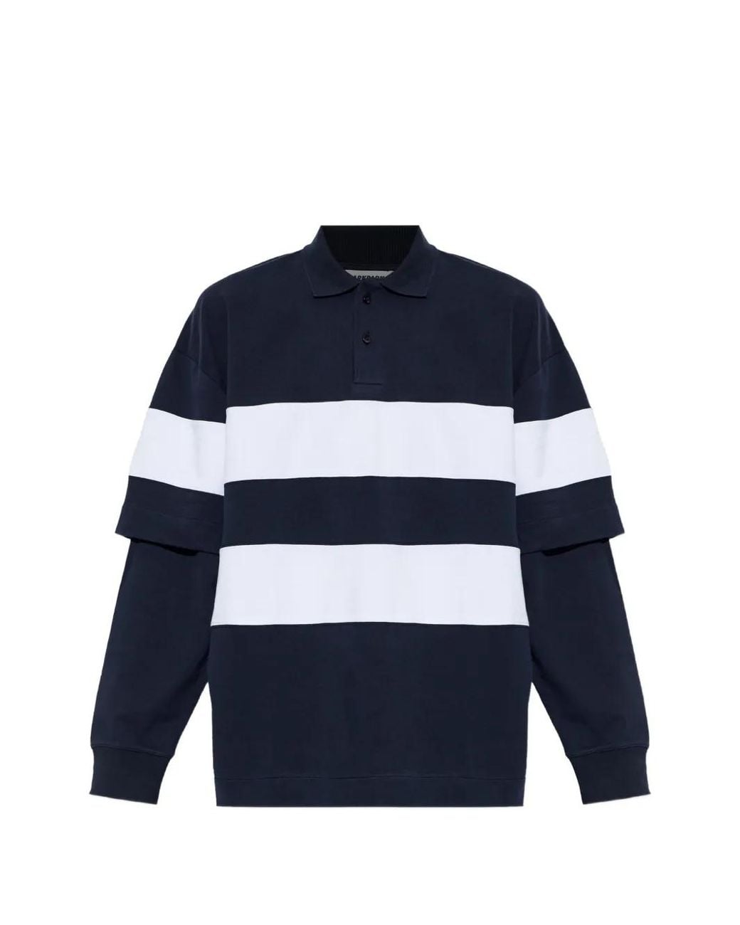 DARKPARK Blue Zack Striped Layered-Sleeve Polo Shirt for men