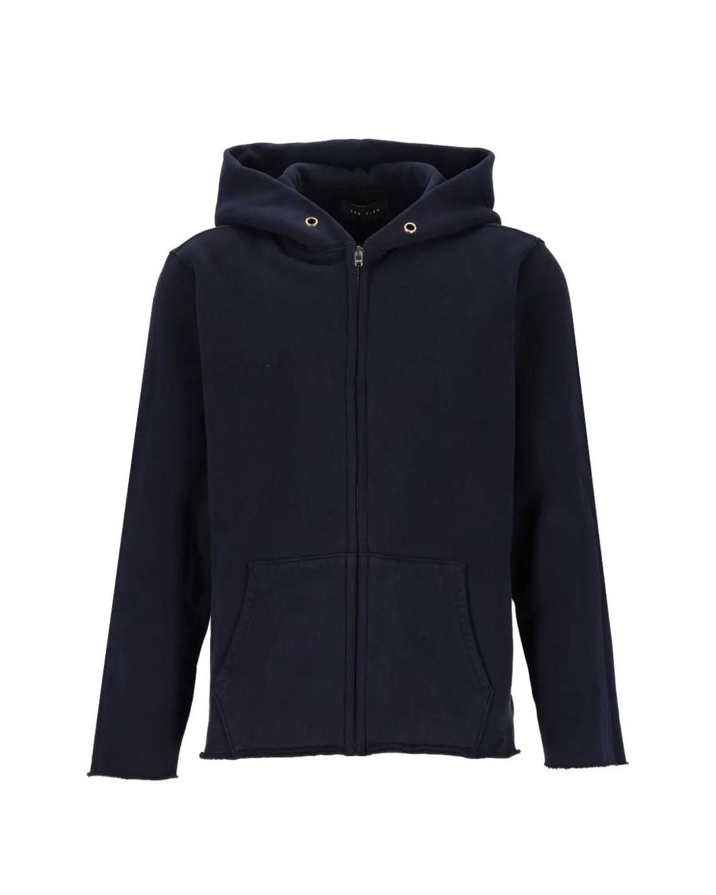 Les Tien Blue Raw-Edge Zip-Up Hoodie for men