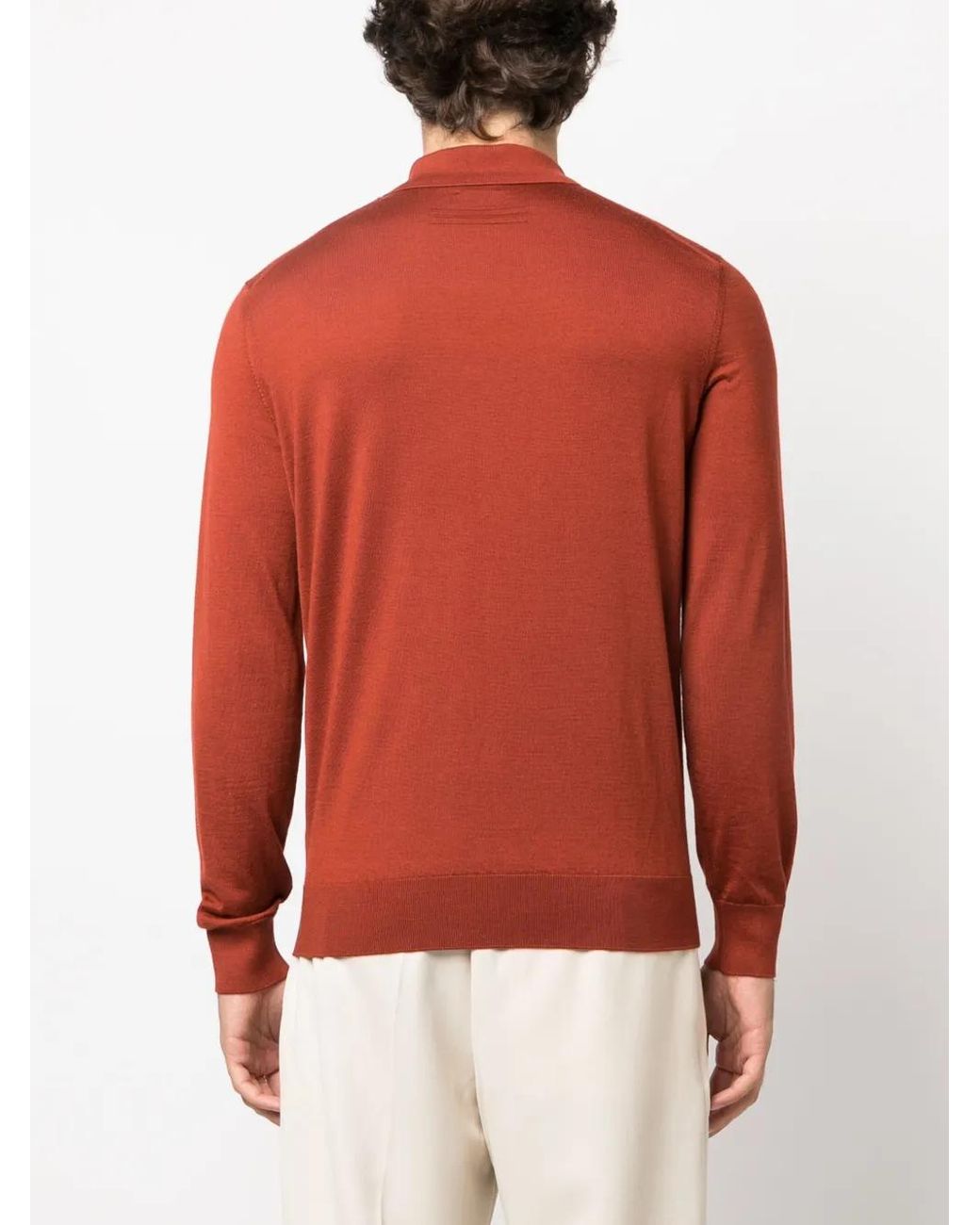 Zegna Red Polo En Maille À Manches Longues for men