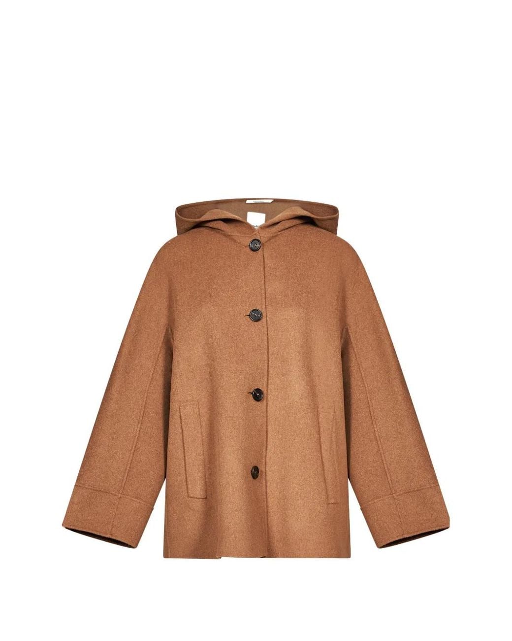 Max Mara Brown Hooded Button-Front Coat