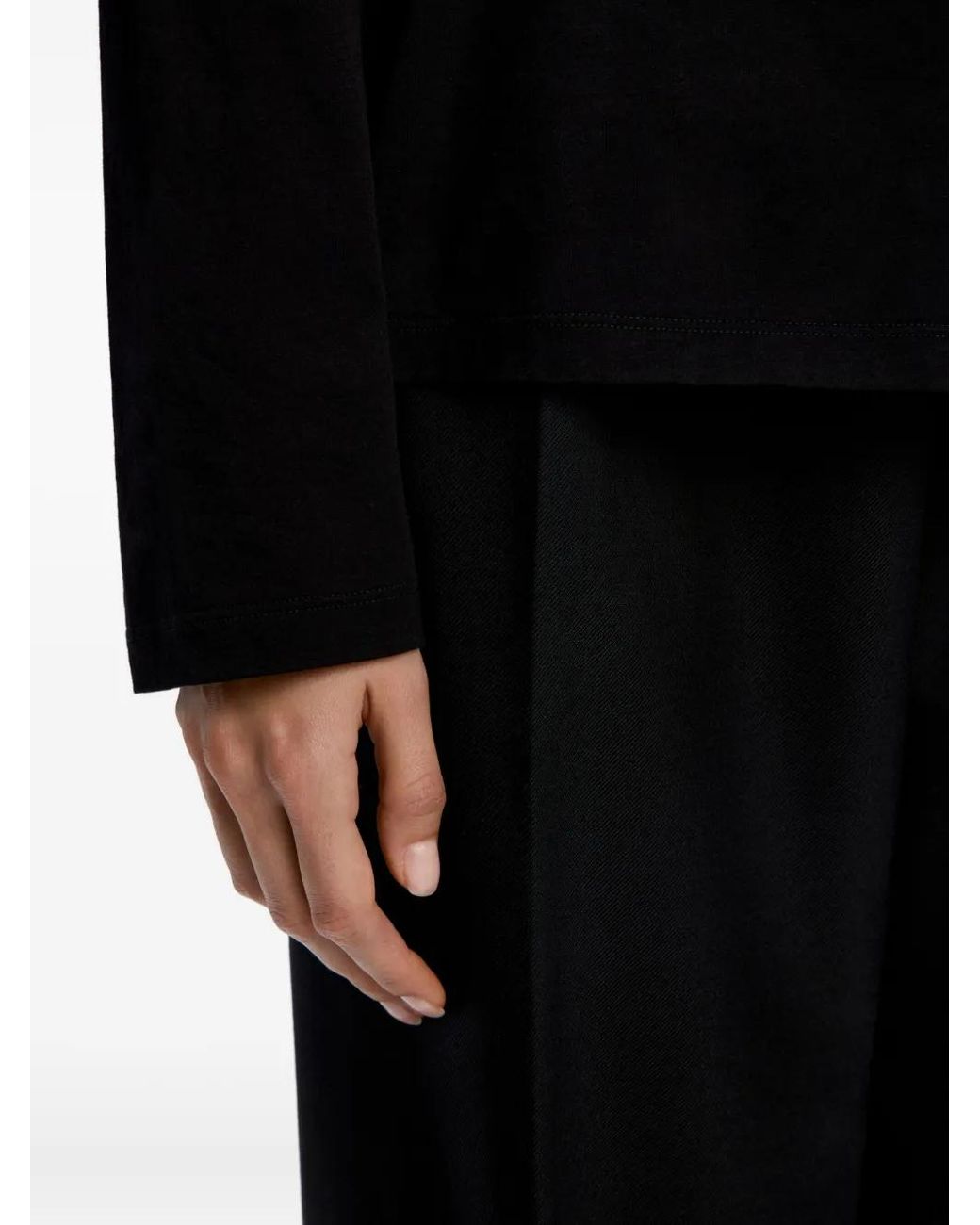 12 STOREEZ Black Long-Sleeve Cotton T-Shirt