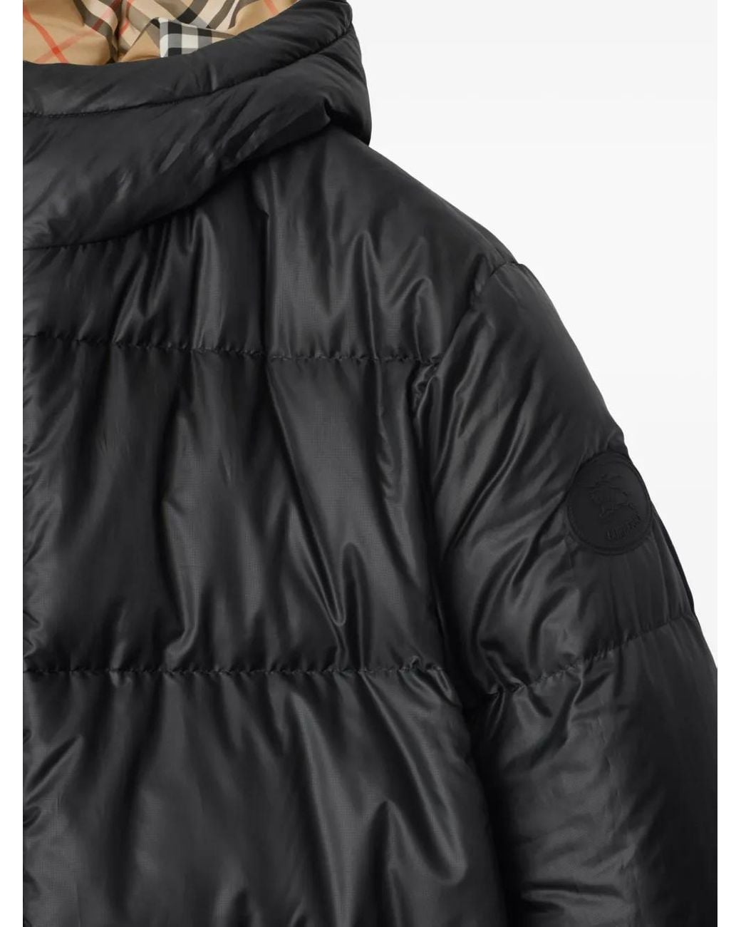 Burberry Black Down Reversible Check Puffer Jacket for men