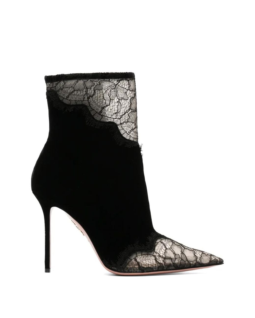Aquazzura Black Velvet Meadow Booties 105