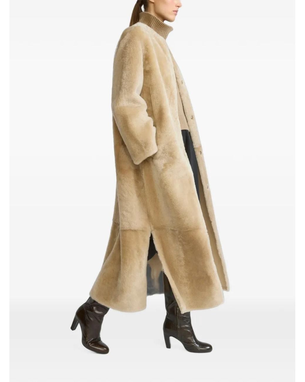 Yves Salomon Natural Reversible Shearling Coat