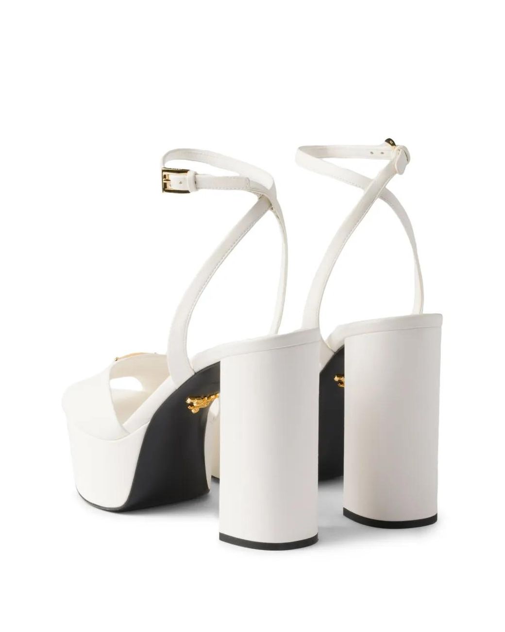 Prada White Nappa Leather Platform Sandals 115