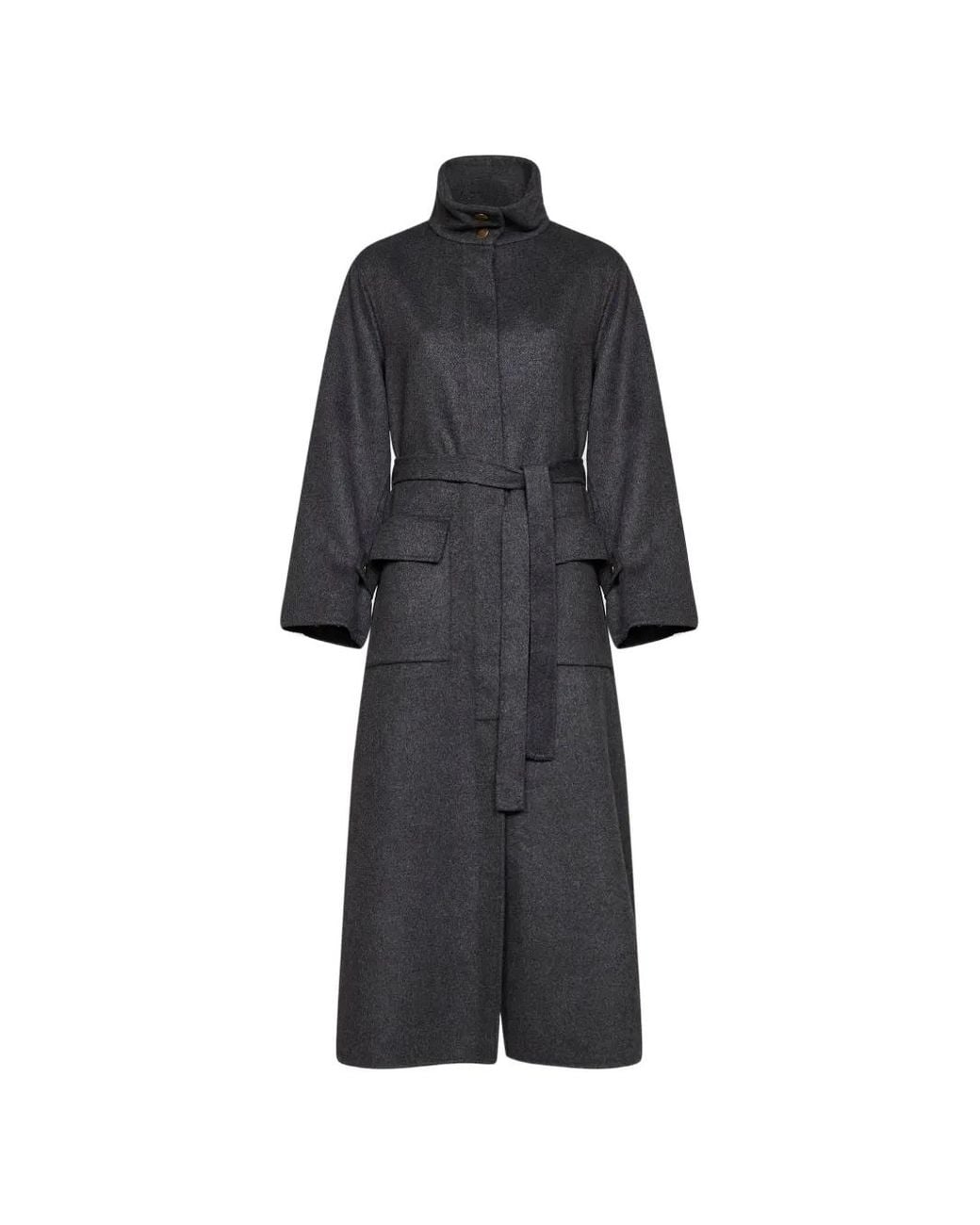 Kaos Black Belted High-Neck Coat