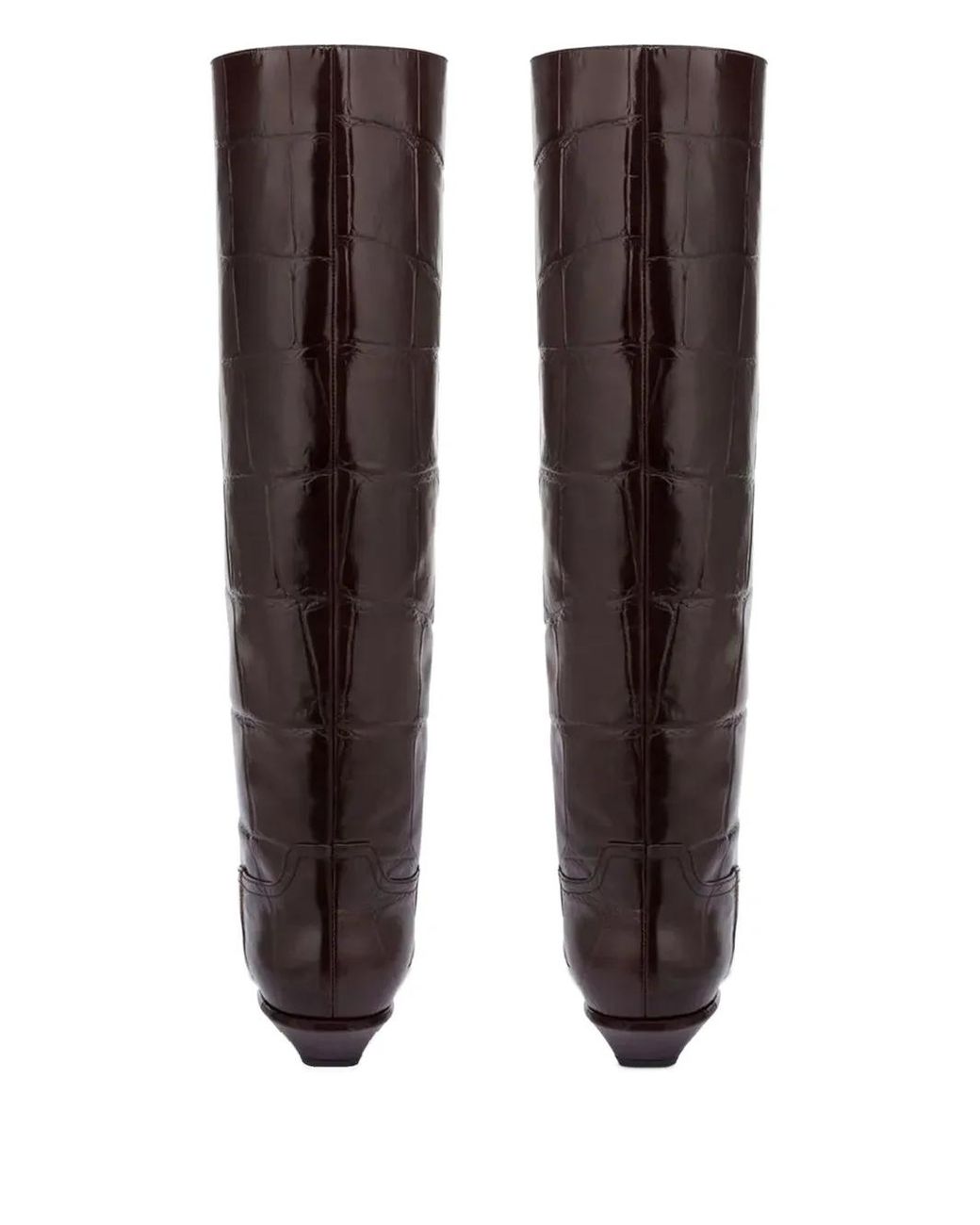 Paris Texas Brown Croc-Embossed Leather Boots