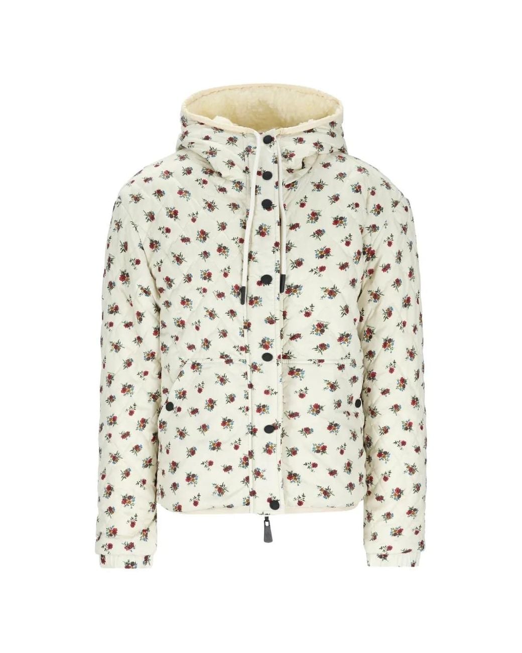 Moncler Natural Reversible Floral-Print Puffer Jacket