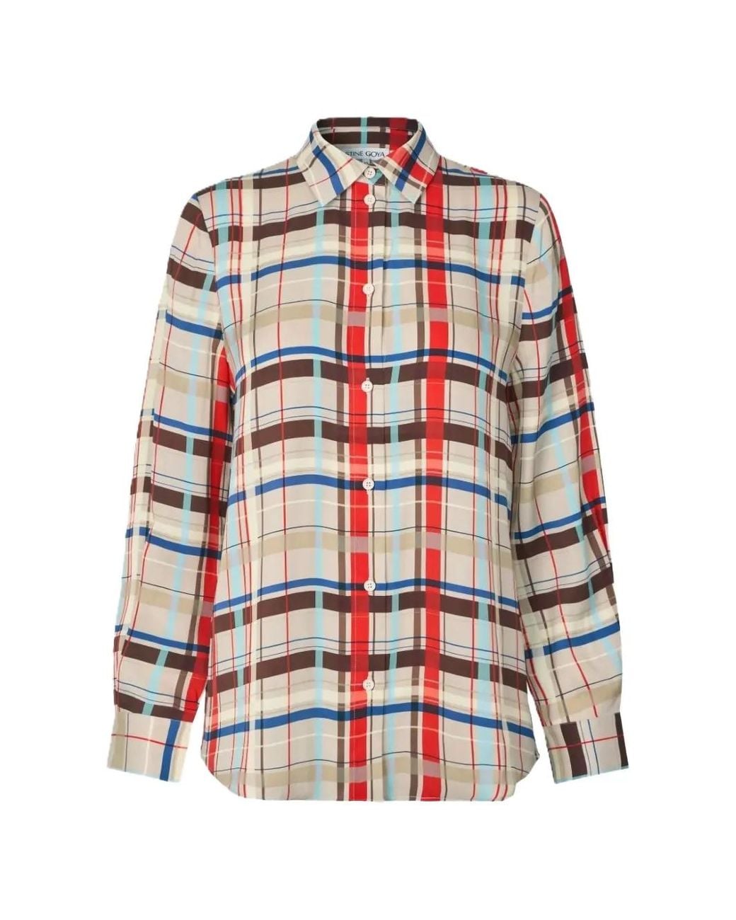 Stine Goya White Check-Print Long-Sleeve Shirt