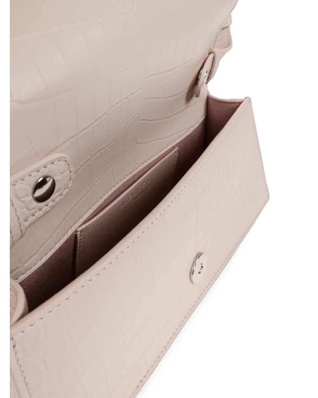 McQueen Pink Mini Jewelled Croc-Effect Shoulder Bag