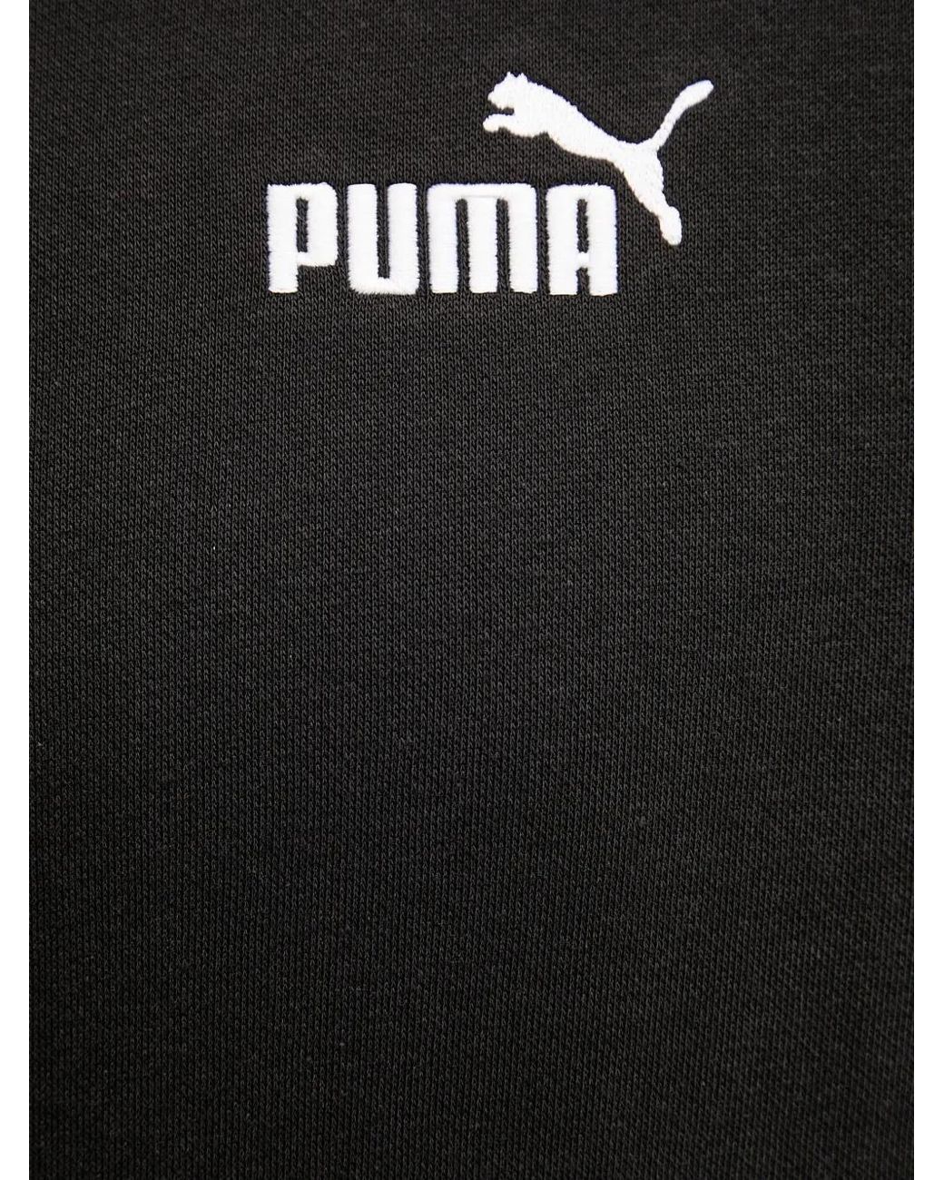 PUMA Black Logo-Tape Hoodie for men