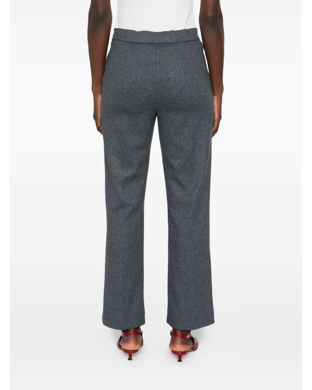 Max Mara Gray Mmldonnola Micro-Check Trousers