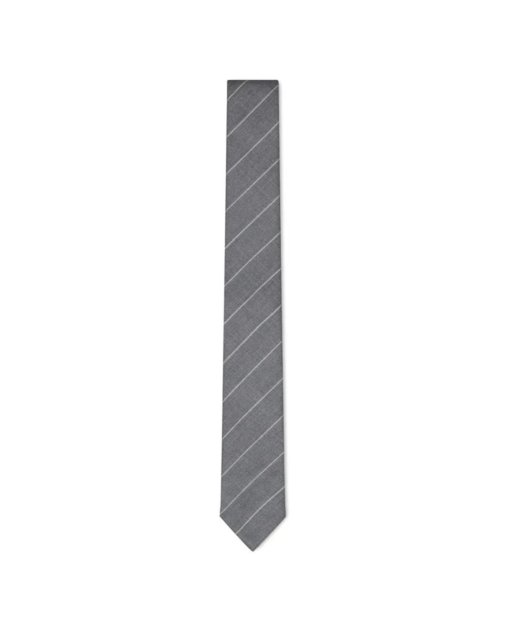 Thom Browne White Pinstripe-Pattern Rwb-Stripe Tie for men