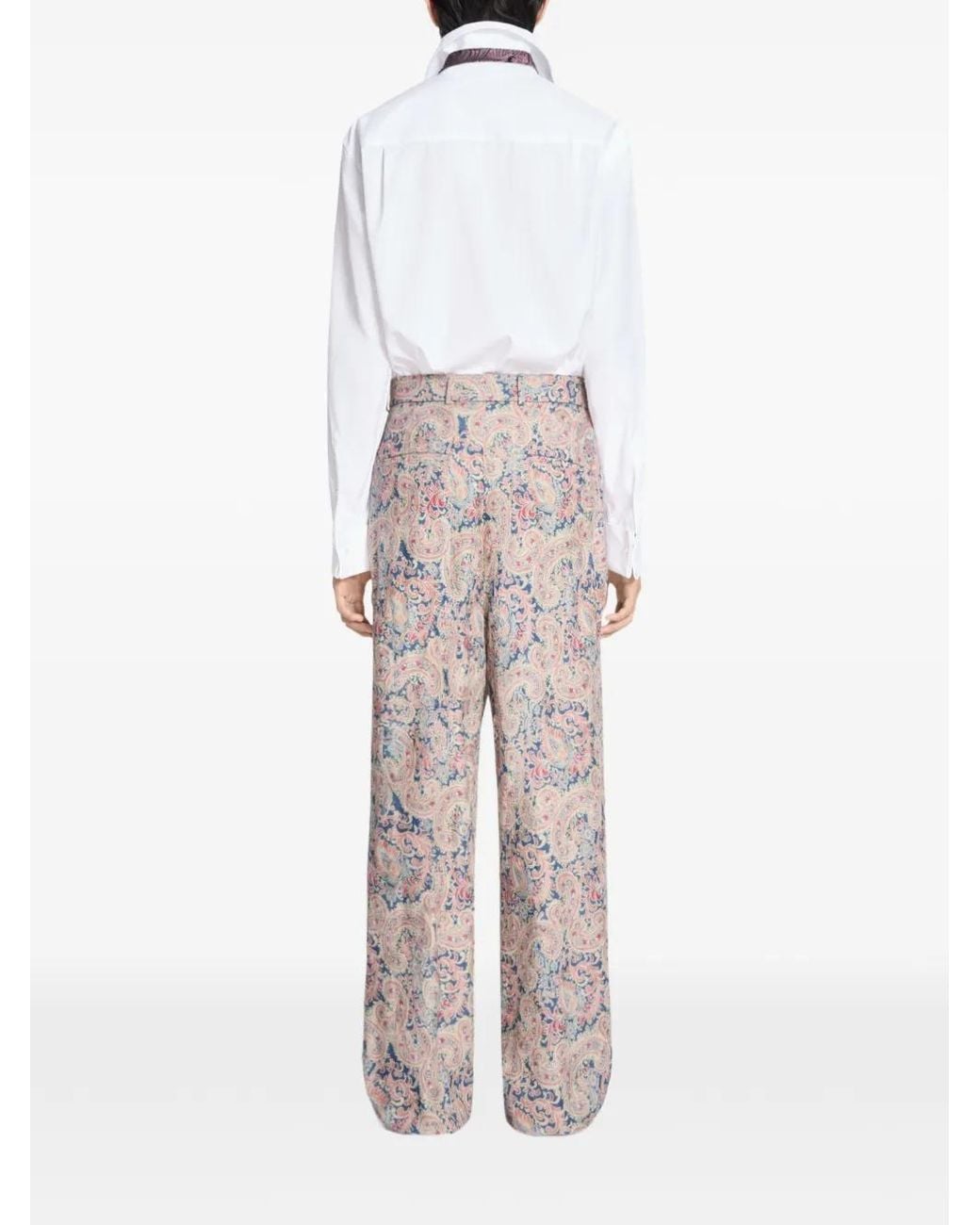 Dries Van Noten Pink Belted Jacquard Trousers for men