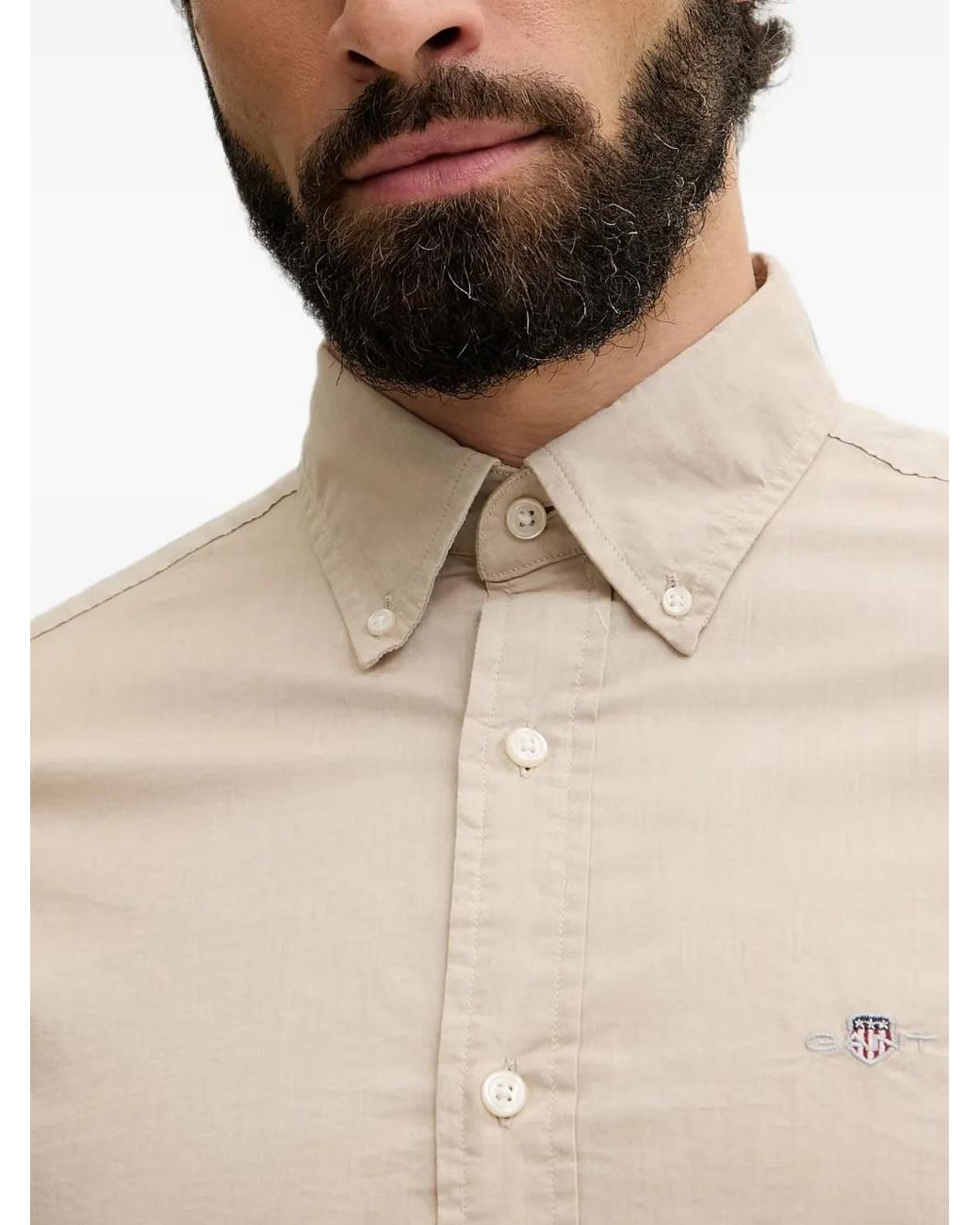 Gant Button-Down-Hemd Mit Logo in Natural für Herren