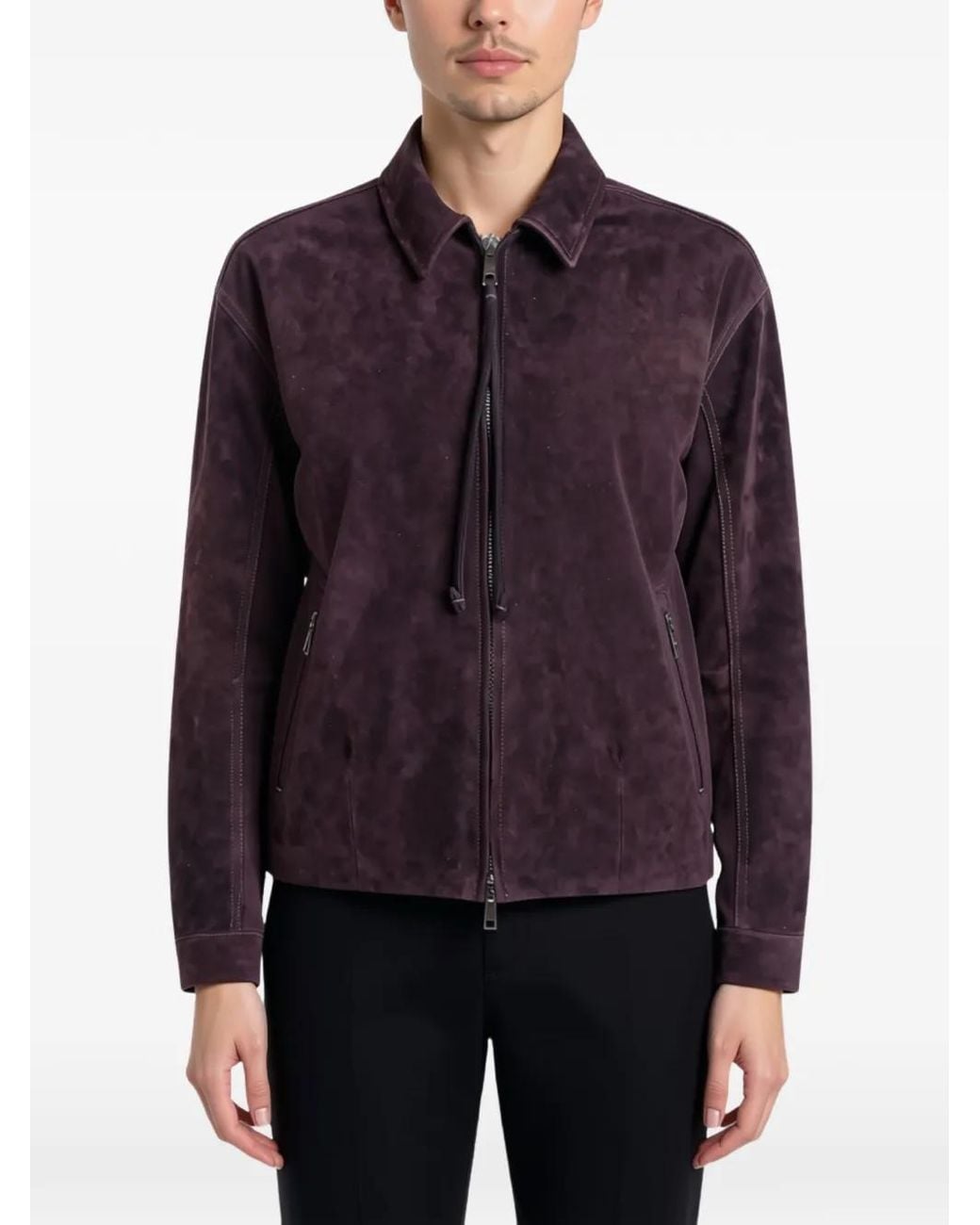 Giorgio Brato Blue Zip-Up Suede Jacket for men