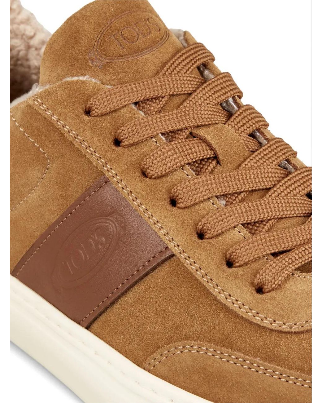 Tod's Brown Suede Shearling-Lined Sneakers for men