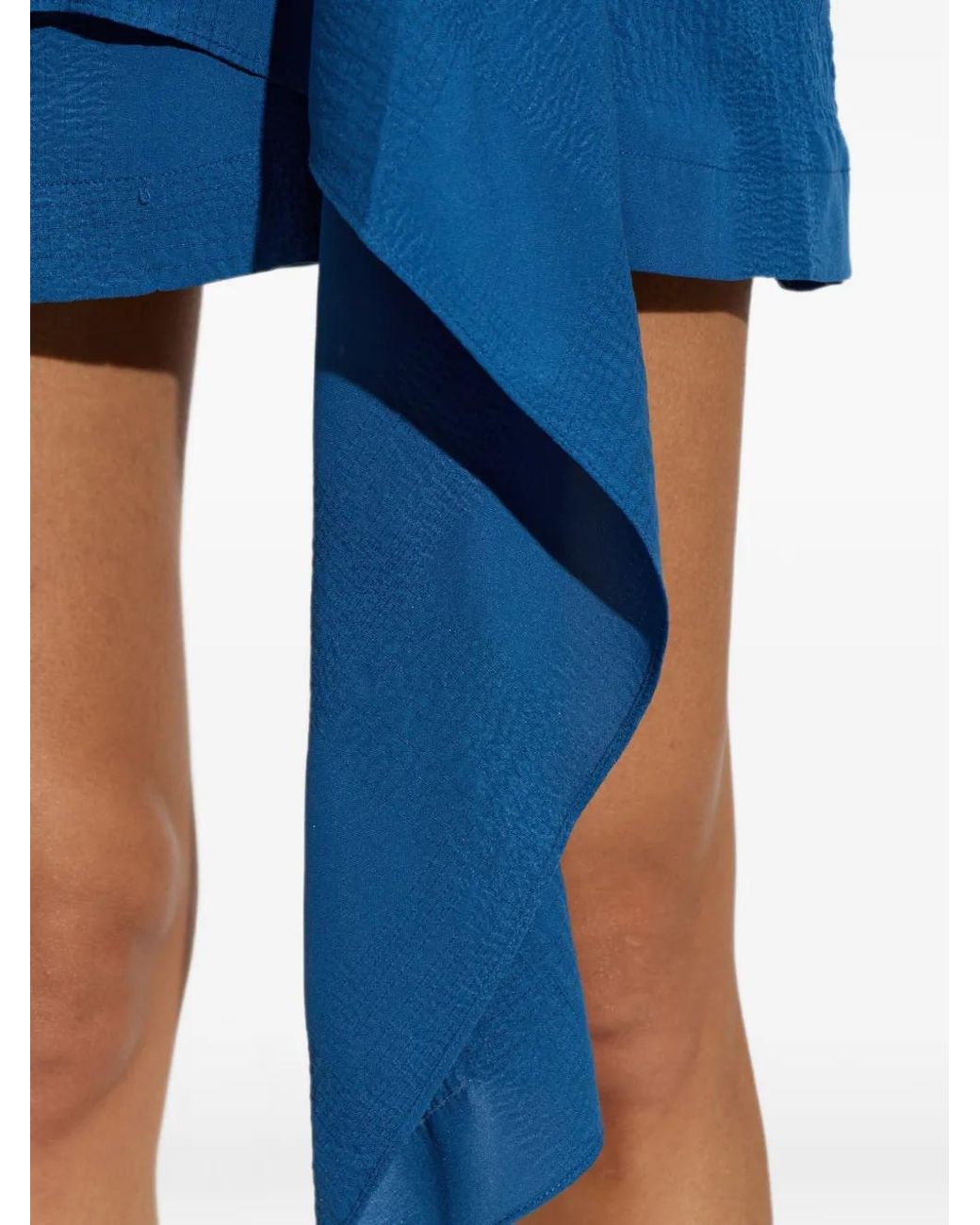 IRO Blue Pully Draped Layered Mini Skirt