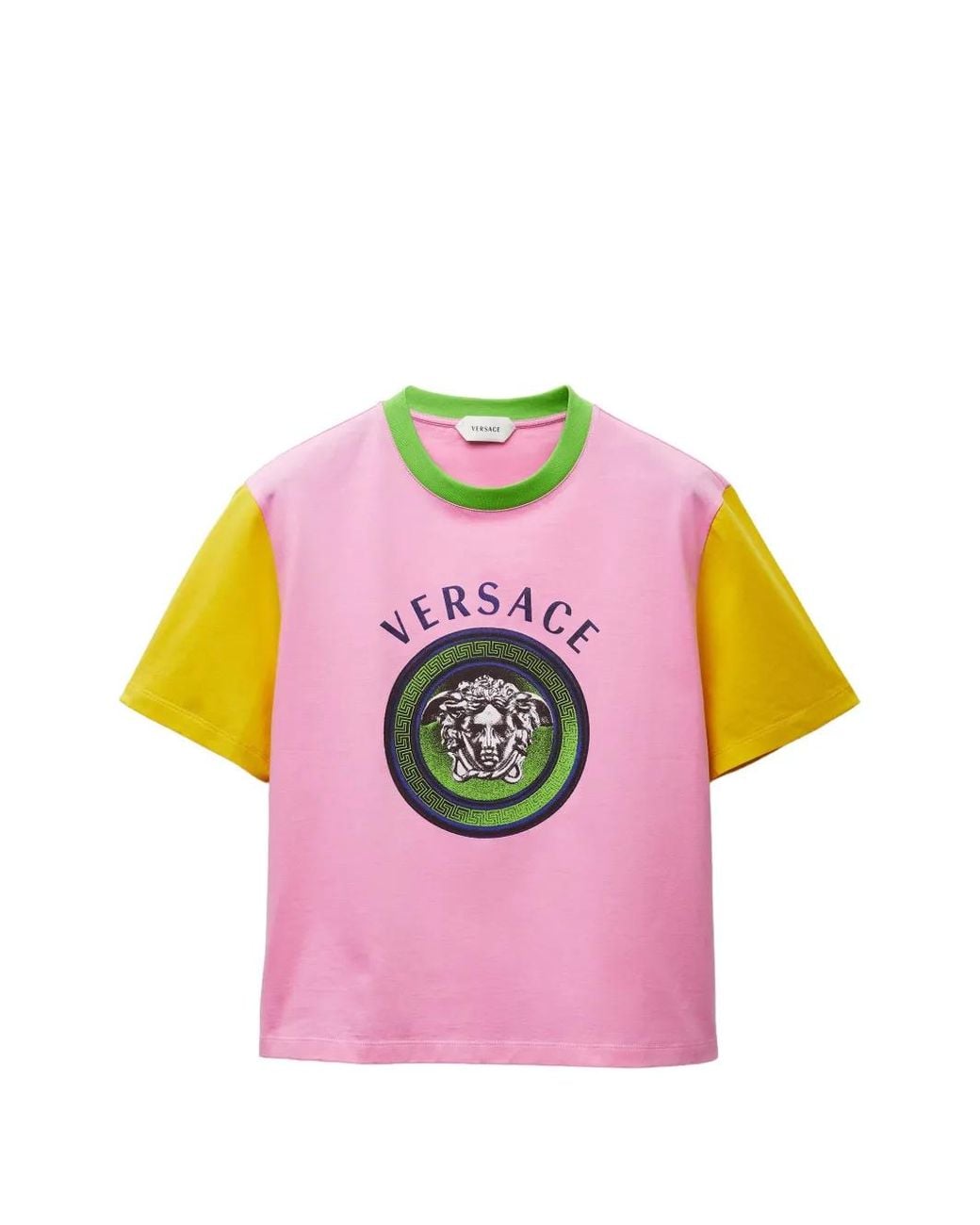 Versace Pink Printed Cotton-Jersey T-Shirt