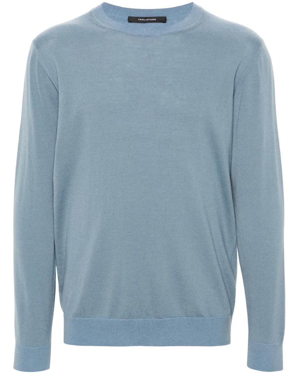 Tagliatore Blue Twin Fine-Ribbed Jumper for men