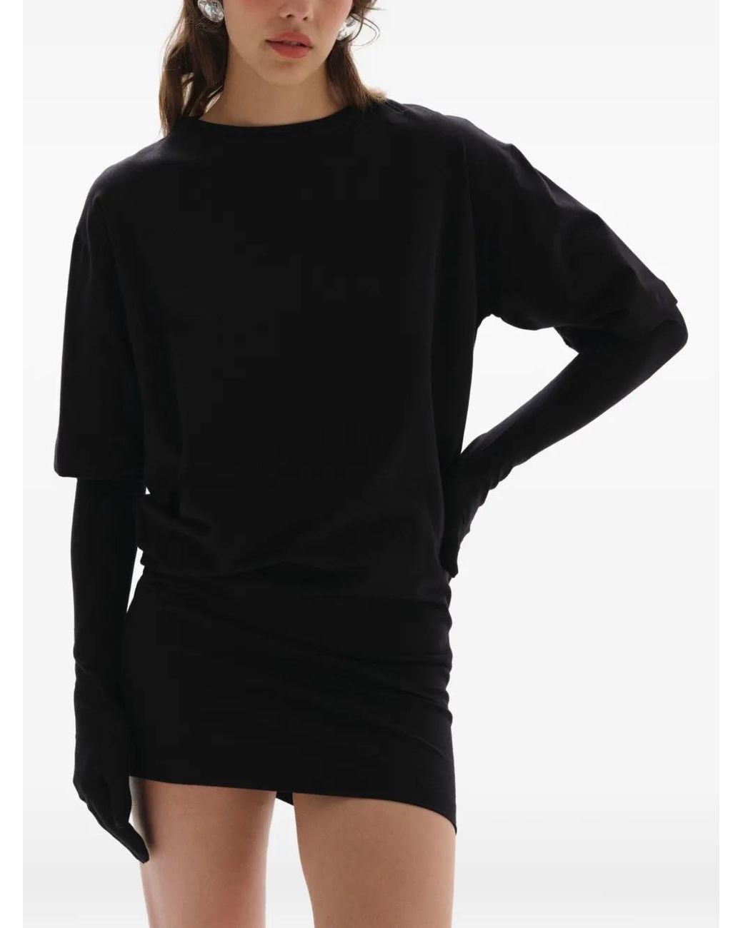 MANURI Black Bobby 2.6 Attached-Glove Mini Dress