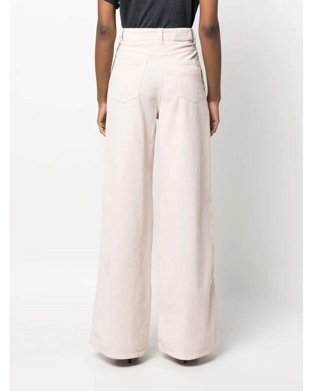 Brunello Cucinelli Pink High-Waist Wide-Leg Jeans